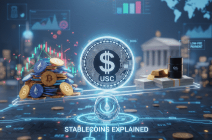 stablecoins explained with digital coin and fiat currency