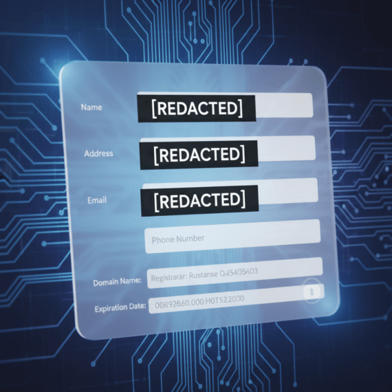 GDPR WHOIS Redaction graphic showing all personal data as