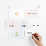 A collection of minimalist brand logos and corresponding brandable domain trends on a mood board.