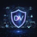 A digital security shield representing domain verification changes and global registry rules.