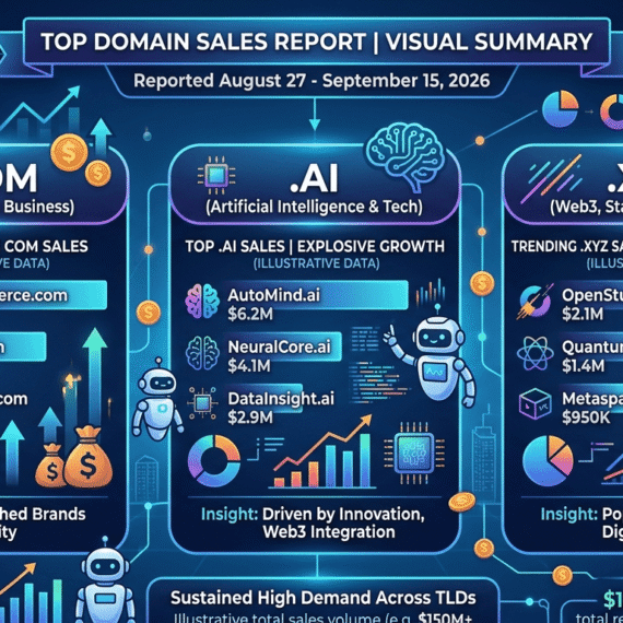 Top domain sales from August 27 to September 15 2026