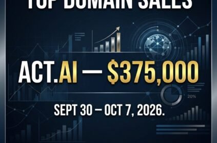 Top domain sales from September 30 to October 7, 2026, led by Act.ai at $375,000
